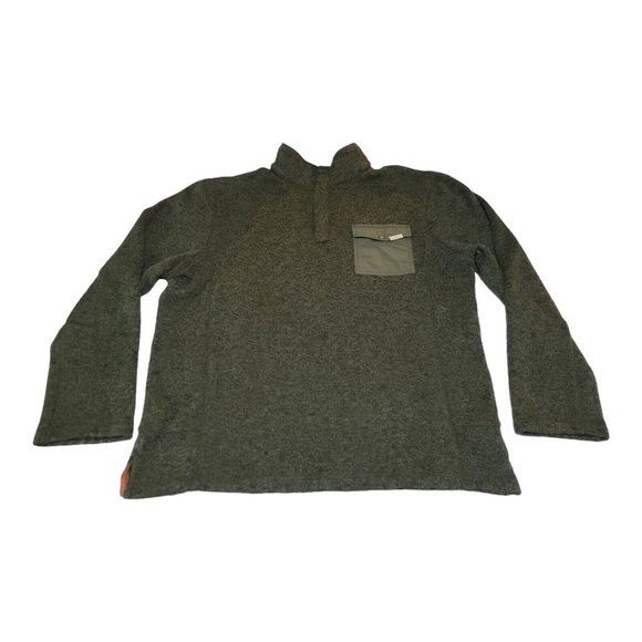 Woolrich 1/4 Snap Pullover Fleece Sweater Men's Sz M Green Polyester Pocket - Picture 1 of 7